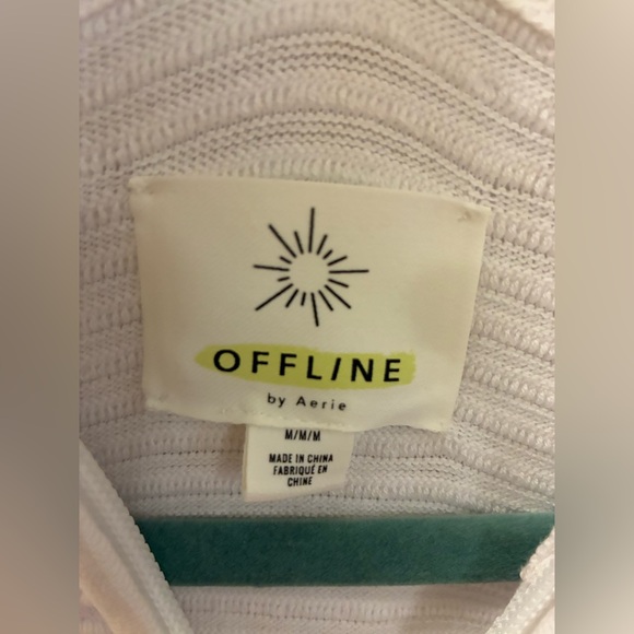 Aerie Women's White Ribbed Half Zip Sweater - Picture 8 of 11